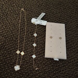 Rachel Zoe Gold and White Floral Necklace Set